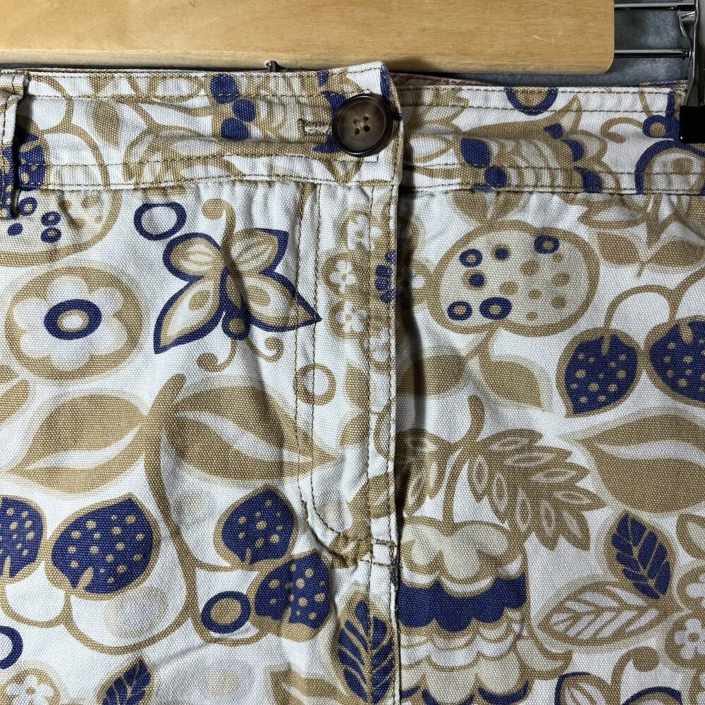 BODEN Floral Print 100% Cotton Straight Mini Skirt Pockets 14 Ivory - Picture 4 of 8